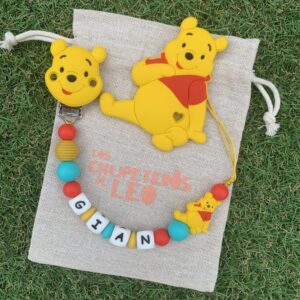chupetero personalizado winnie verde turquesa