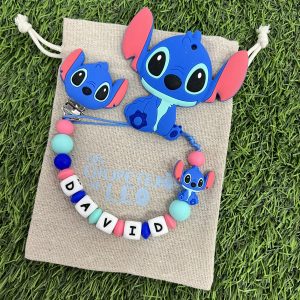 chupetero+mordedor con clips azul stich